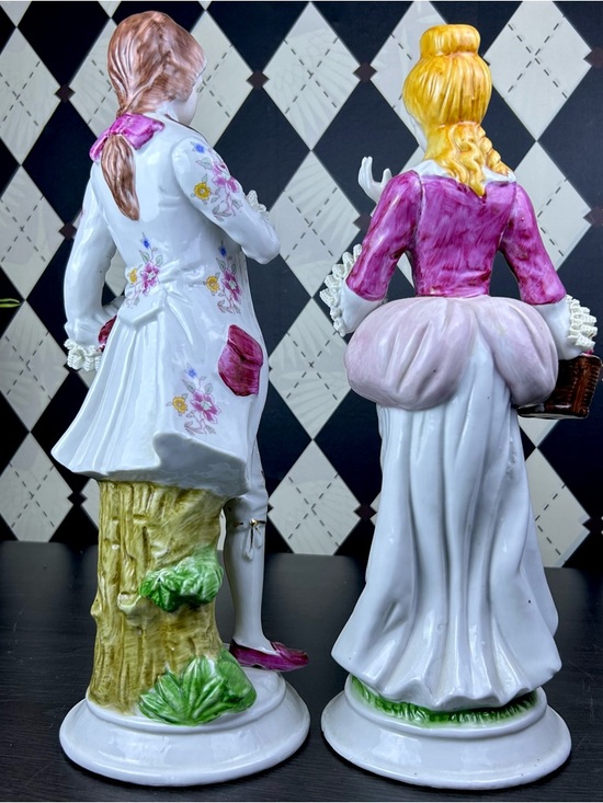 Large Victorian Lady 14” Porcelain Figurine Rococo Style 14 Inch Statue Vintage - Picture 16 of 17